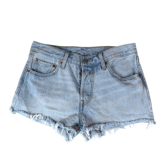 Levi’s 501 Cutoff Shorts Vintage Distressed Button Fly Denim W27 Light Wash - Picture 1 of 7